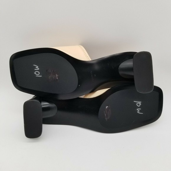 Mango Womens Cream Leather Open Toe Block Heel Slides Sandals 37 US 7 - Picture 6 of 13